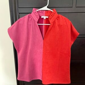 THML Kids Color Block Top in Pink and Red